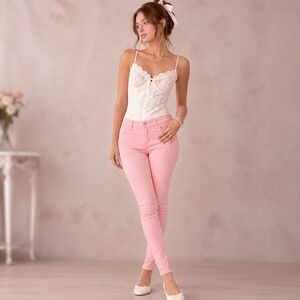 CelebrityPink Skinny Low Rise Jeans Dare You Pastel Pink Y2K Balletcore 9 Short